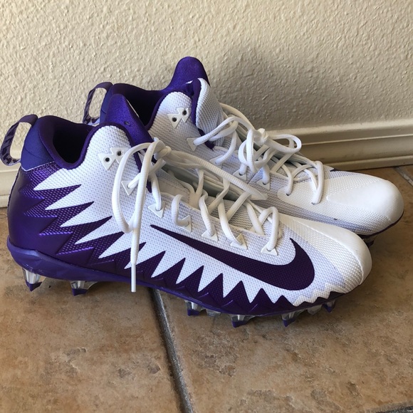 purple and white cleats